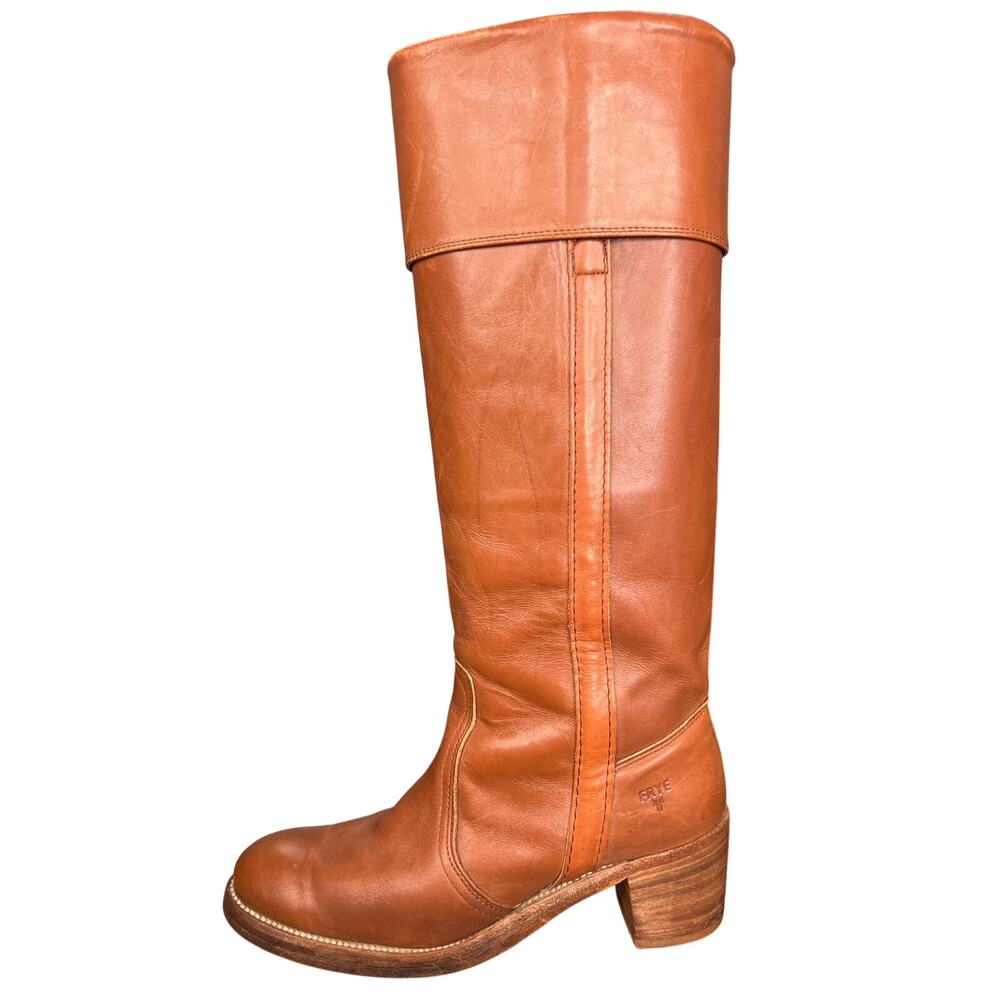 Vintage Frye Women’s Pirate Brown Leather Campus Boot Size US 8.5 - Picture 4 of 11